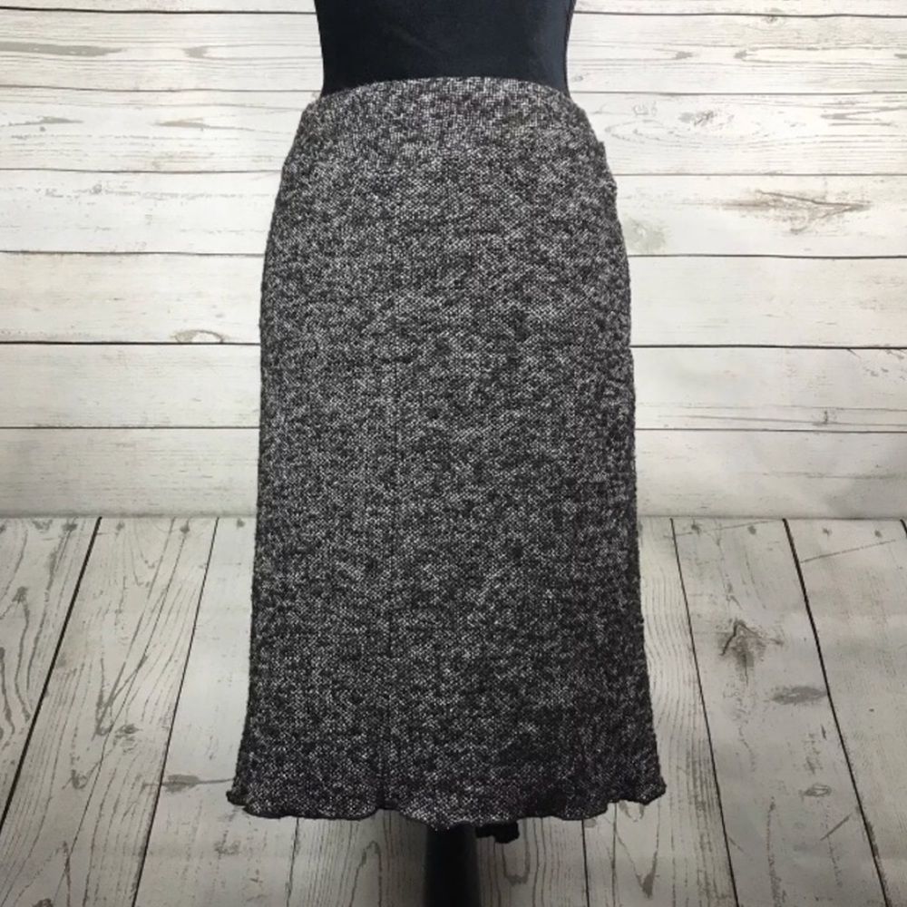 BCBGMAXAZRIA Janice Black Cream Silk Wool Skirt 4